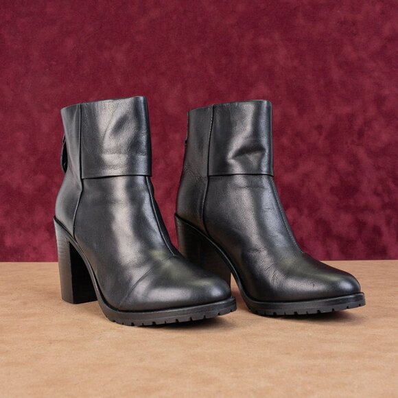 Rag&Bone Women Newbury 2.0 Black Leather Vibram Heel Boots size 7.5-8US EUR38 - Picture 1 of 8